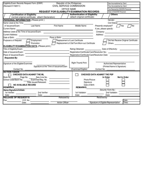 Request for Eligibility/Examination Records: Request.